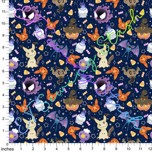 Cross-grained Vinyl - Halloween Pocket Monsters (Denim)