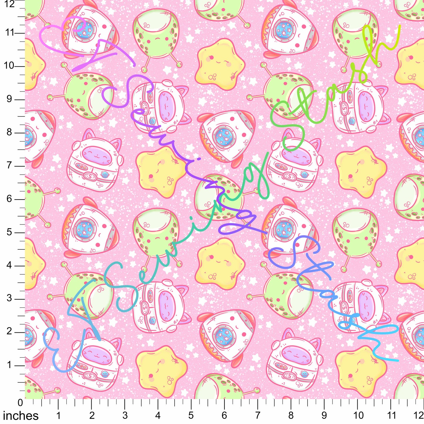 DBP - Squishies - Space (Pink) - 0.5-yard Precut