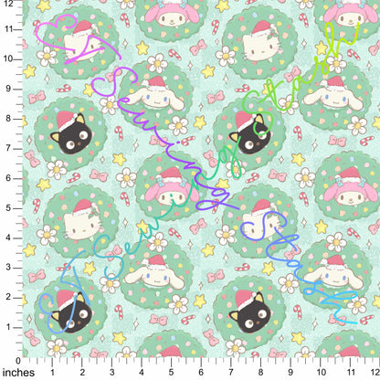 Printed Jelly Vinyl - Jap Cat & Friends - Christmas Wreaths