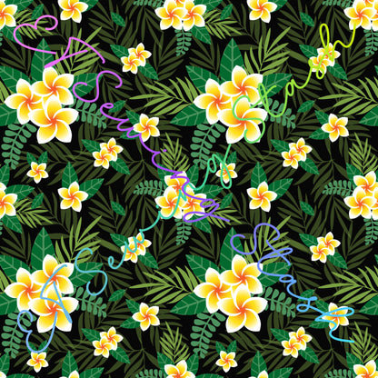 Cotton Lycra - Frangipani (Palm Leaves) - By the yard