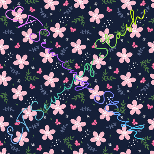 Cotton Lycra - Sakura (Navy Blue) - 1-yard Precut