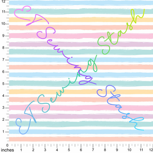 Cotton Lycra - Pastel Rainbow Stripes - By the metre