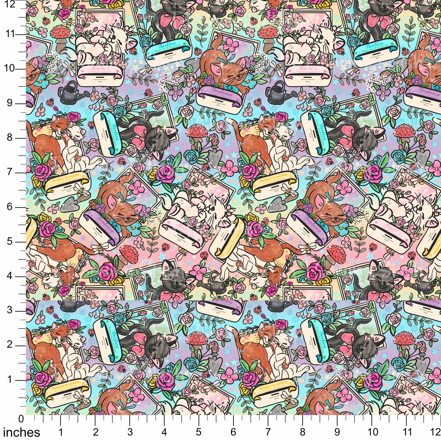 Cotton Twill - Cats Seed Packets - 1 yard Pre-cut