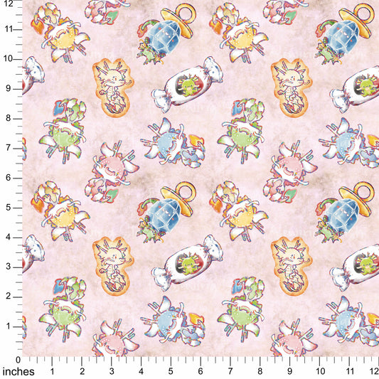 Cotton Twill - [ET Sewing Stash X n2y88] Dragons (Antique Rose Wash) - By the yard
