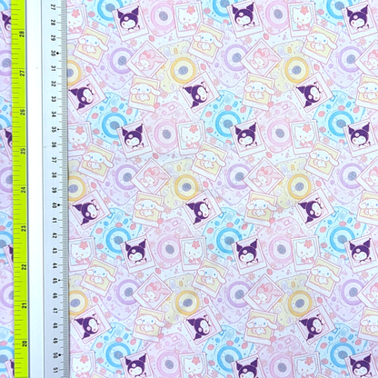 Cotton Twill - Jap Cat & Friends - Instant Photos (Light Pink) - By the Metre