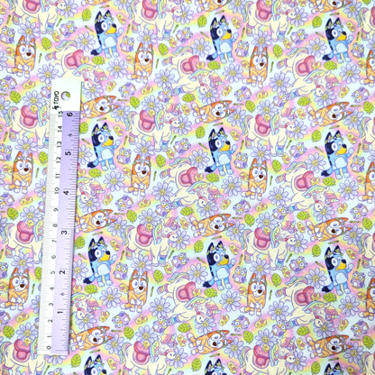 Cotton Twill - Pastel Whimsical Heeler Pups - By the Yard