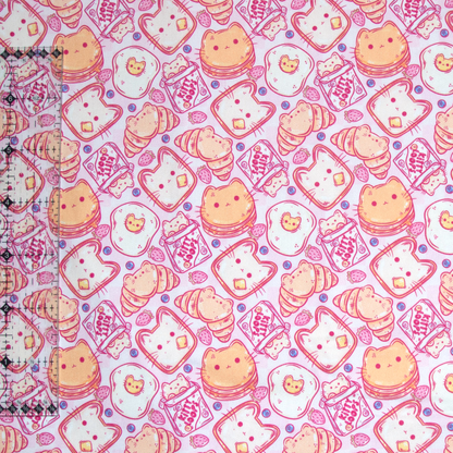Cotton Twill - Cat Breakfast - 1 metre Pre-cut