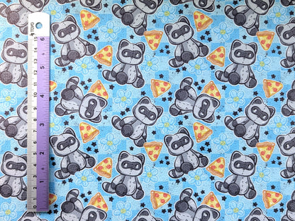 0.8mm Pebbled Vinyl -  Trash Panda and Pizza (Blue)