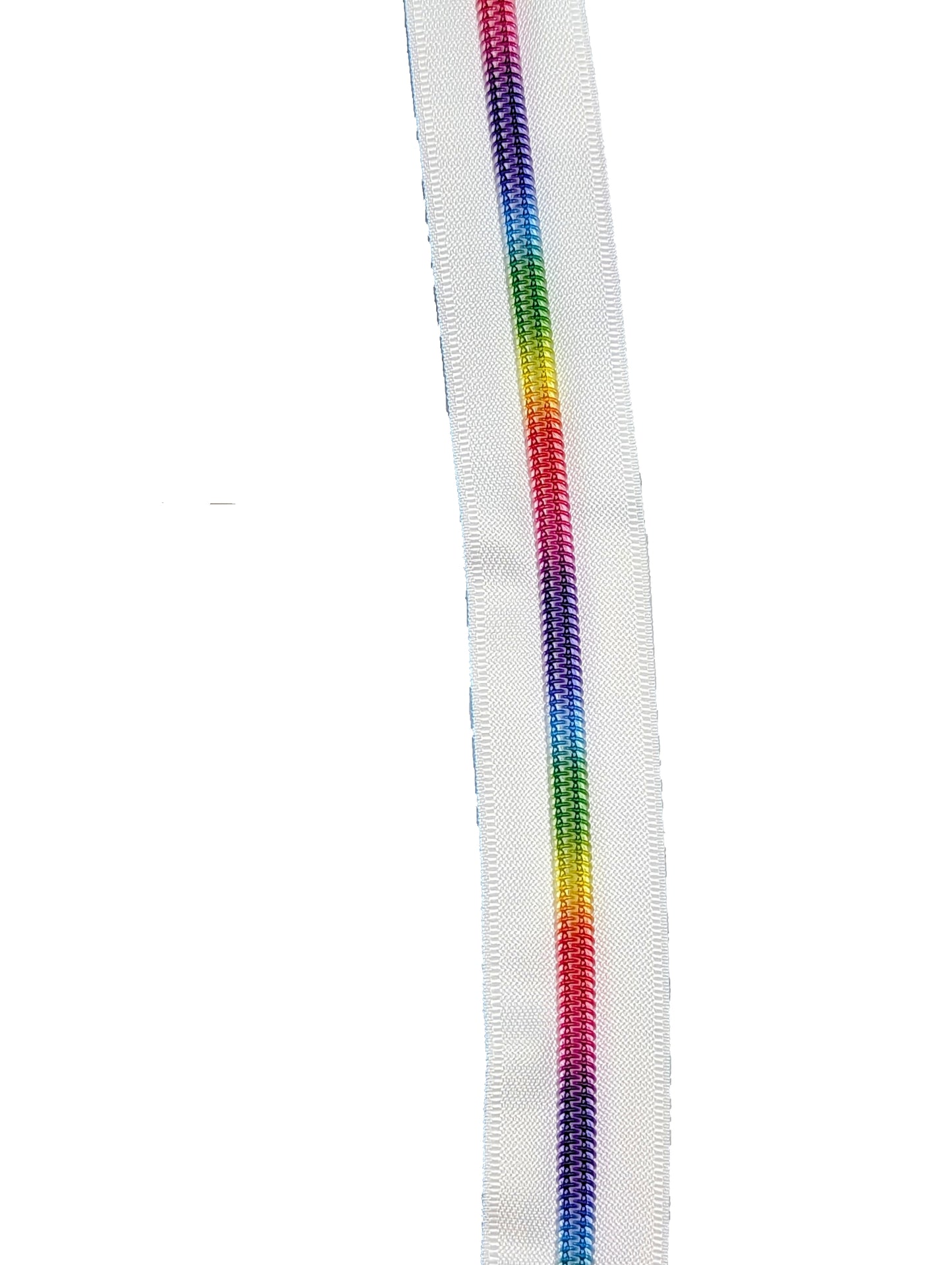 #5 White Zipper Tape - Rainbow Nylon Coil