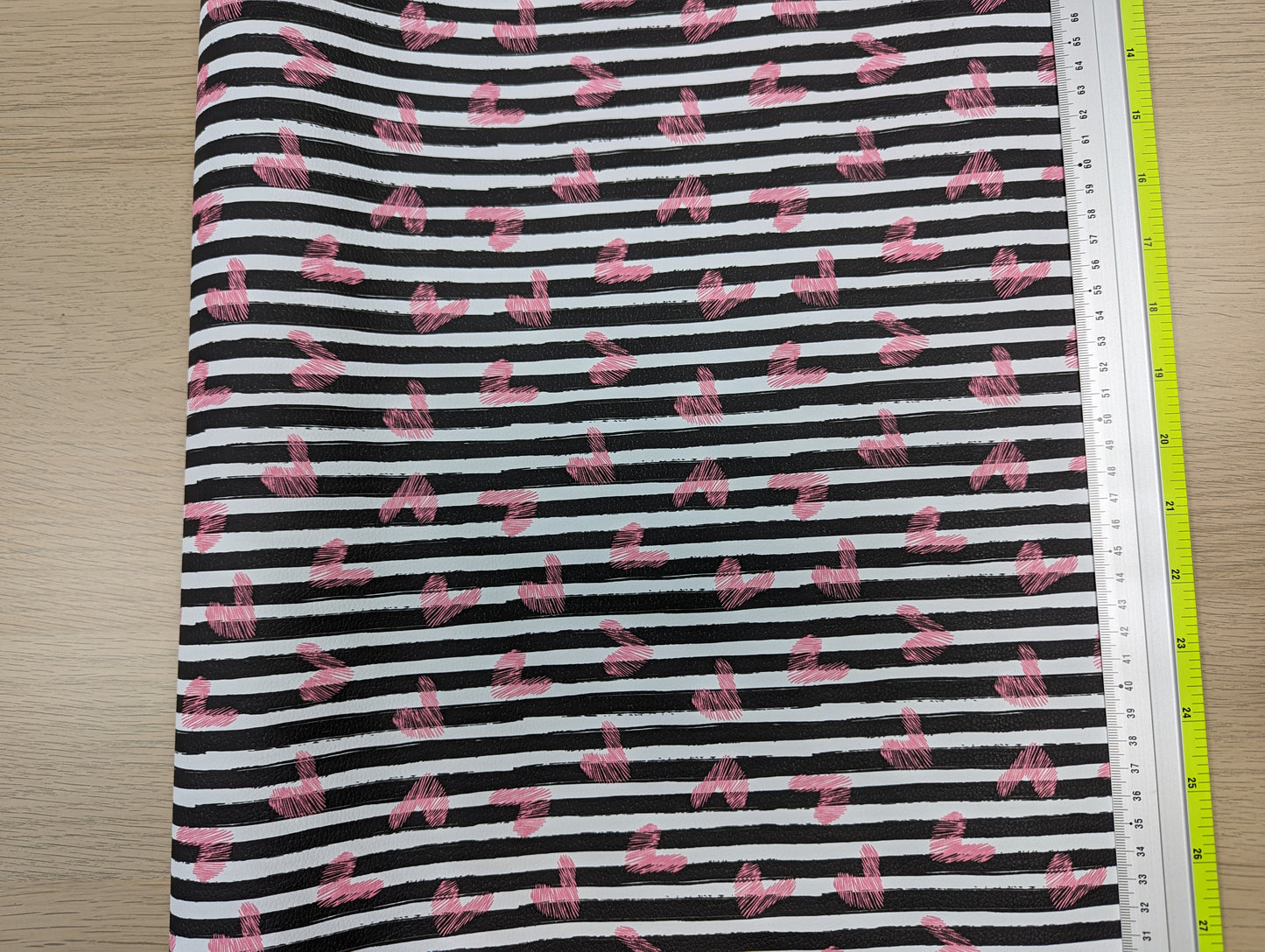 Pebbled Vinyl - Black Stripes and Hearts (Small Scale)