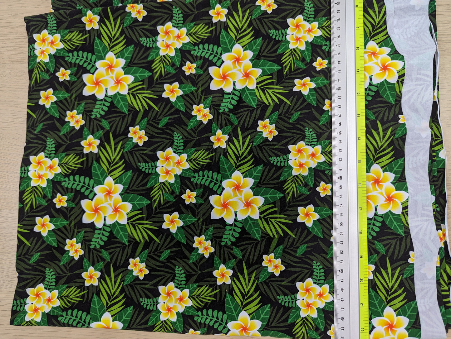 Cotton Lycra - Frangipani (Palm Leaves) - By the yard