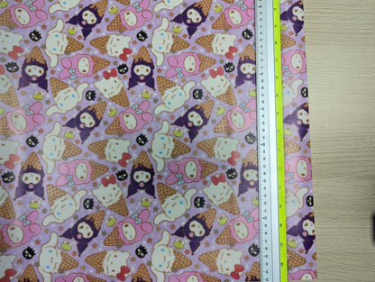 Printed Jelly Vinyl - Japanese Cat & Friends Ice Cream (Purple)