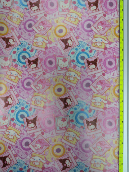 Printed Jelly Vinyl - Jap Cat & Friends Polaroid (Pink)