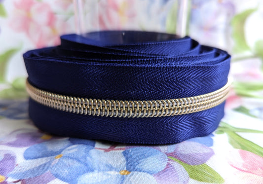 #5 Royal Blue Zipper Tape - Gold Nylon Coil