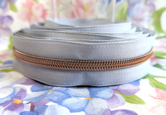 #5 Cloud Zipper Tape - Rose Gold Nylon Coil