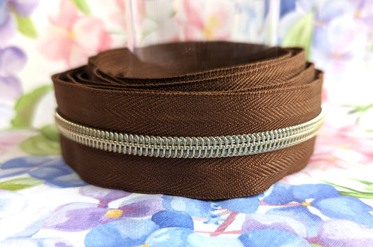 #5 Brown Zipper Tape - Gold Nylon Coil