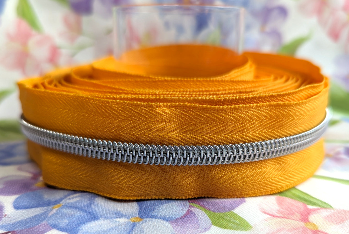 #5 Light Orange Zipper Tape - Silver Nylon Coil