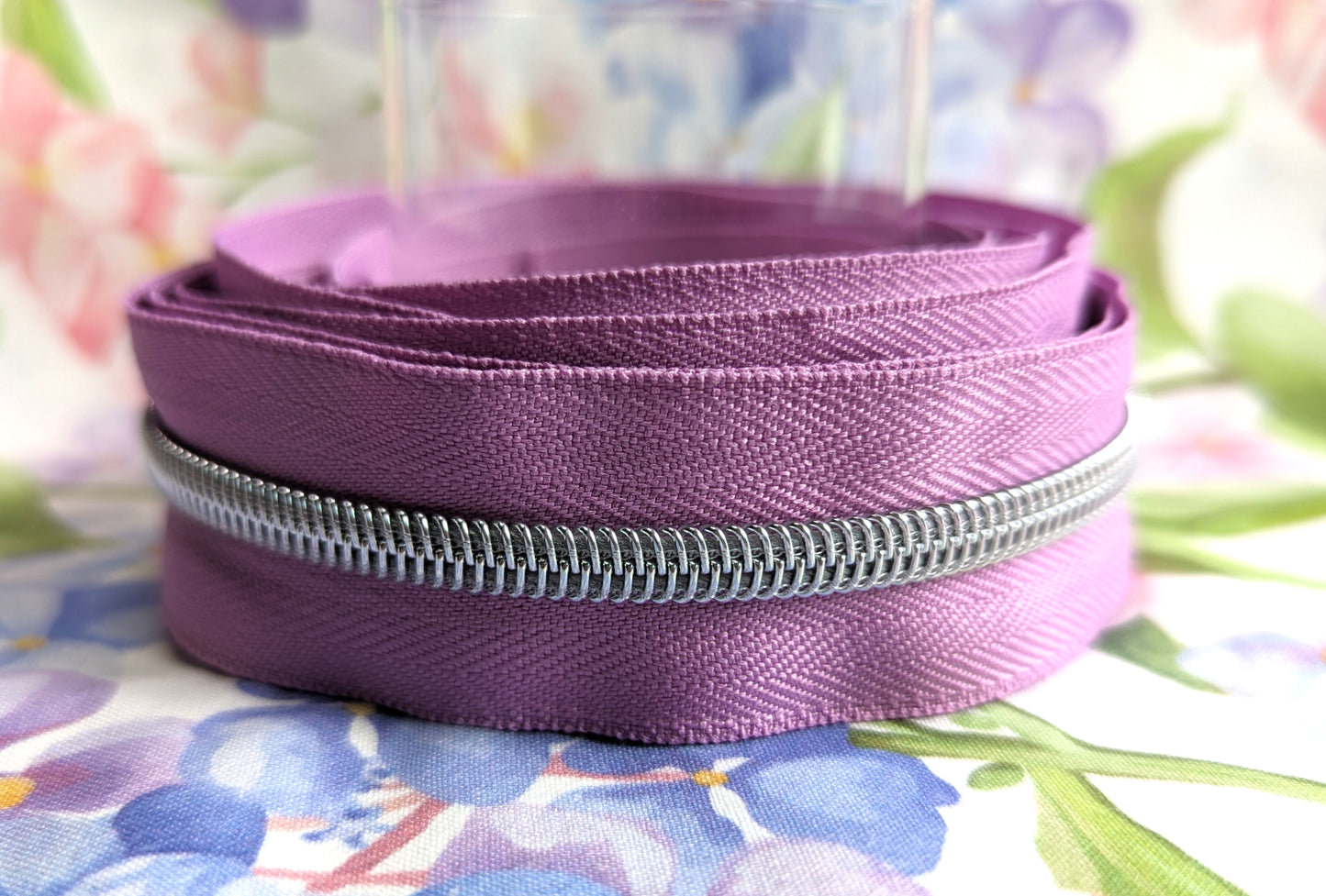 #5 African Violet Zipper Tape - Silver Nylon Coil