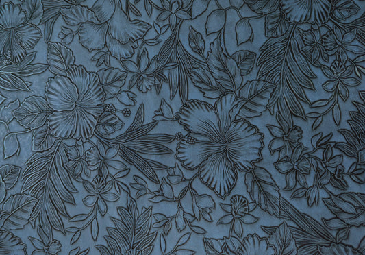 Embossed Flower Vinyl - Prussian Blue