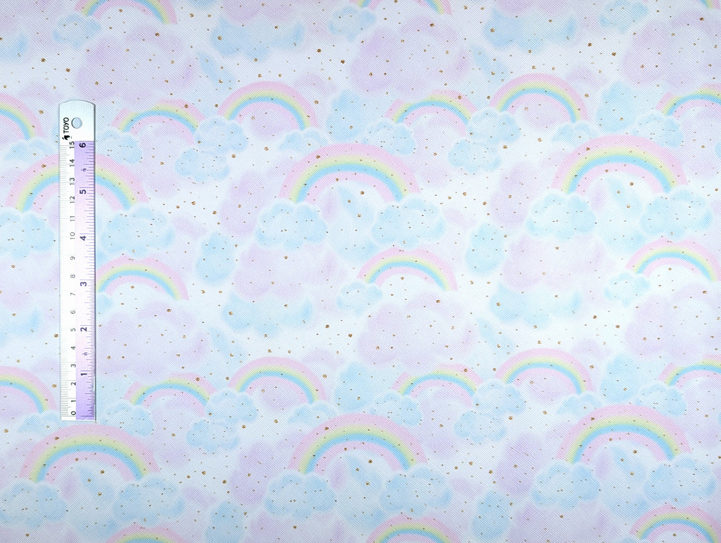 0.8mm Cross-grained Vinyl - Party Dinos - Clouds and Rainbows Coord