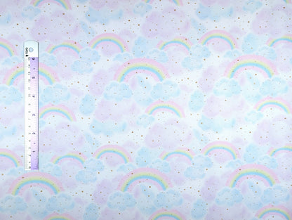 0.8mm Cross-grained Vinyl - Party Dinos - Clouds and Rainbows Coord